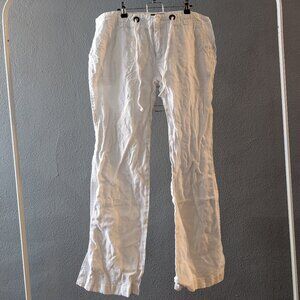 Sanctuary White Linen Straight Leg Pants Sz 10